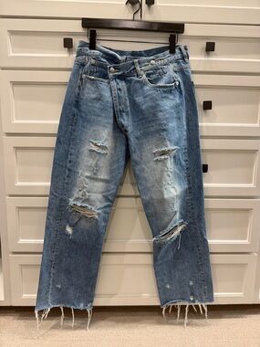 Women’s R13 crossover Emory Distressed Blue Denim Jeans